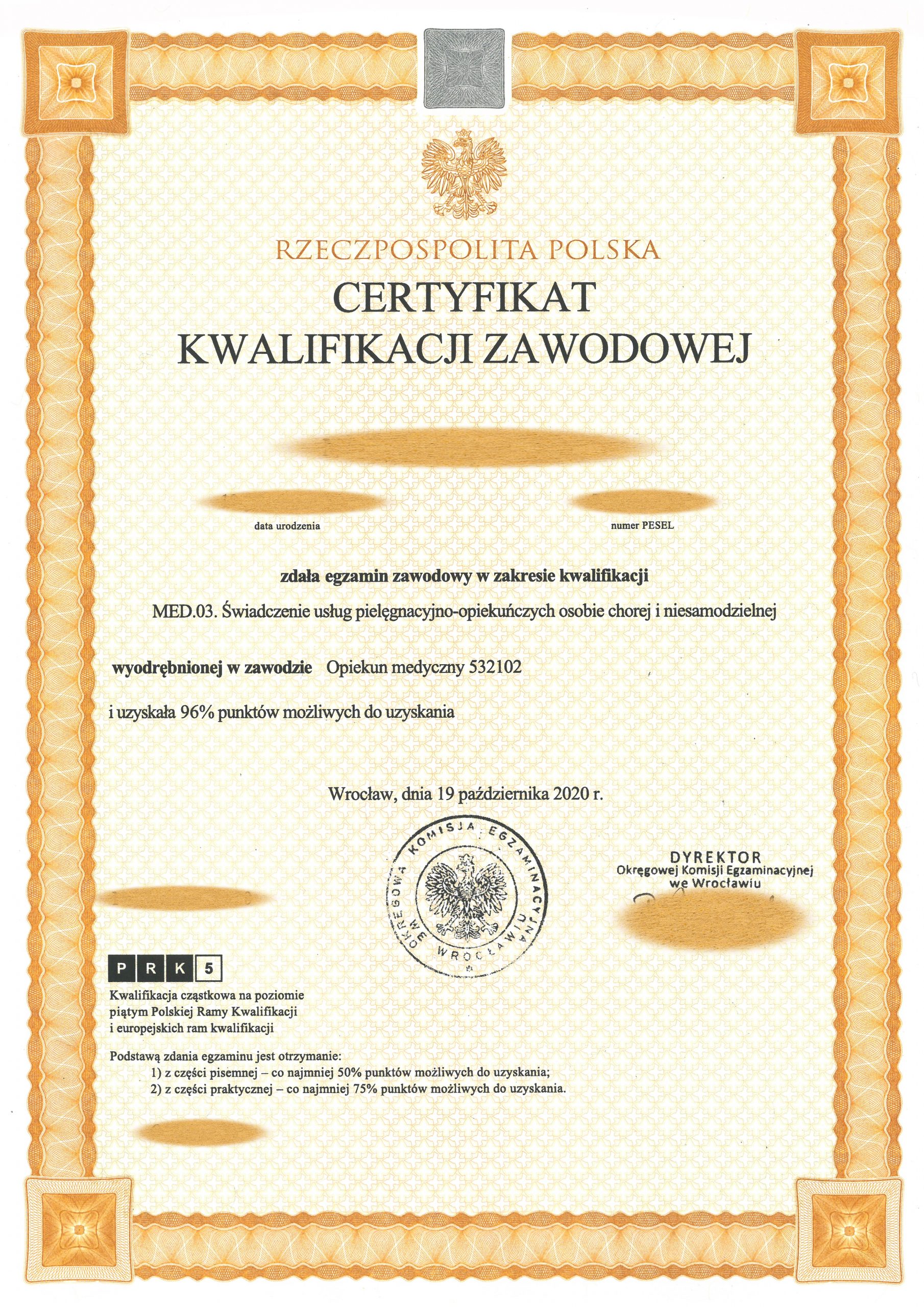 Certyfikat OKE